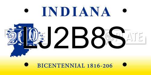 LJ2B8S Indiana License Plate