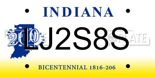 LJ2S8S Indiana License Plate
