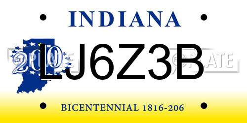 LJ6Z3B Indiana License Plate