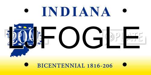 LJFOGLE Indiana License Plate