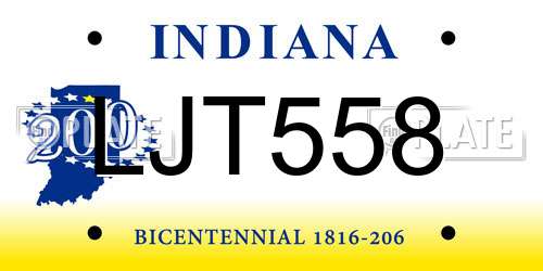 LJT558 Indiana License Plate