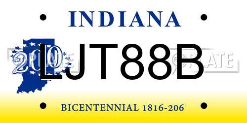 LJT88B Indiana License Plate