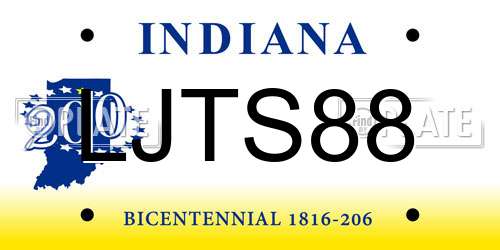 LJTS88 Indiana License Plate