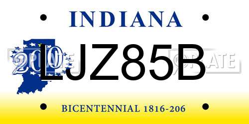 LJZ85B Indiana License Plate