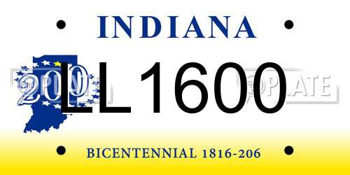 LL1600 Indiana License Plate