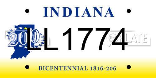 LL1774 Indiana License Plate