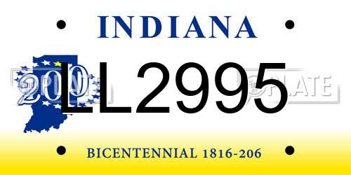 LL2995 Indiana License Plate