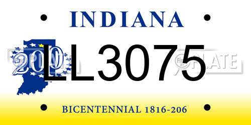 LL3075 Indiana License Plate