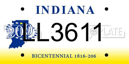 LL3611 Indiana License Plate