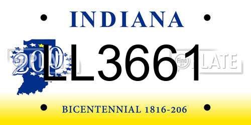 LL3661 Indiana License Plate