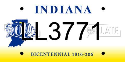 LL3771 Indiana License Plate