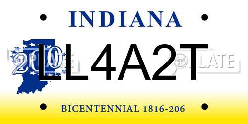 LL4A2T Indiana License Plate