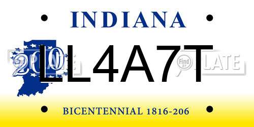 LL4A7T Indiana License Plate