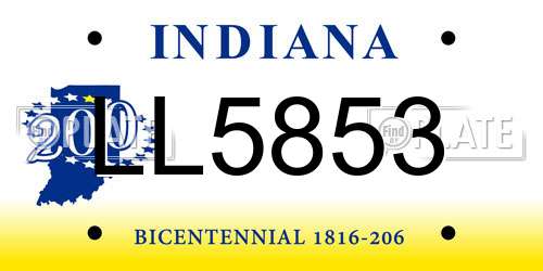 LL5853 Indiana License Plate