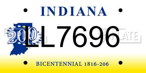 LL7696 Indiana License Plate