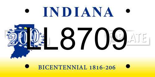 LL8709 Indiana License Plate