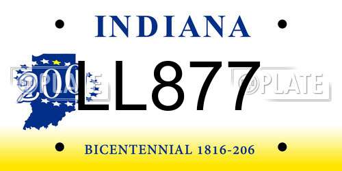LL877 Indiana License Plate