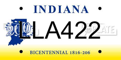 LLA422 Indiana License Plate