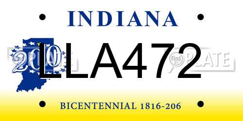 LLA472 Indiana License Plate