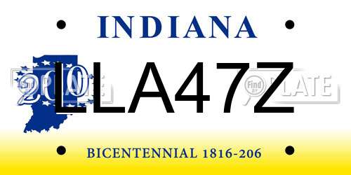 LLA47Z Indiana License Plate