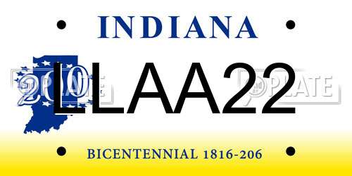 LLAA22 Indiana License Plate
