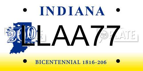 LLAA77 Indiana License Plate