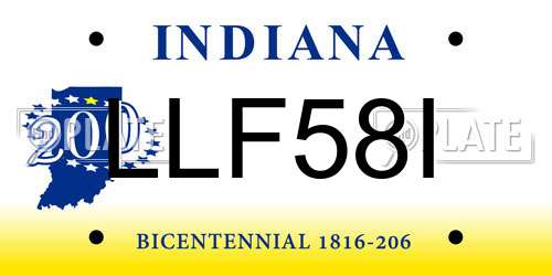 LLF58I Indiana License Plate