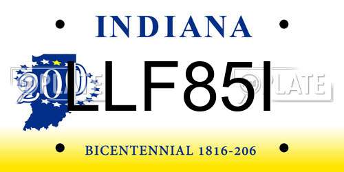 LLF85I Indiana License Plate