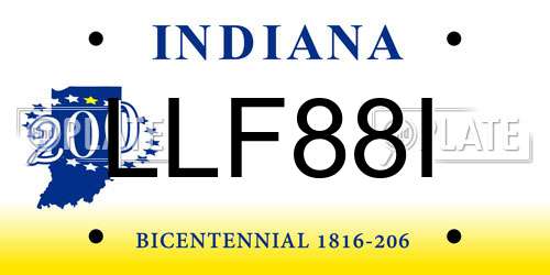 LLF88I Indiana License Plate