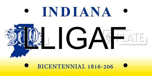 LLIGAF Indiana License Plate