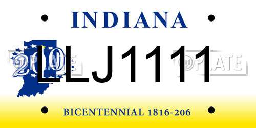 LLJ1111 Indiana License Plate