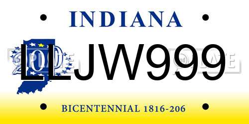 LLJW999 Indiana License Plate