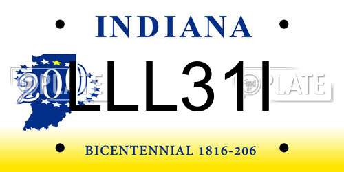 LLL31I Indiana License Plate