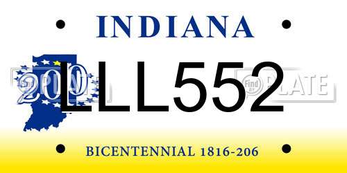 LLL552 Indiana License Plate
