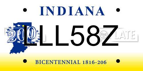 LLL58Z Indiana License Plate