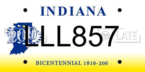 LLL857 Indiana License Plate