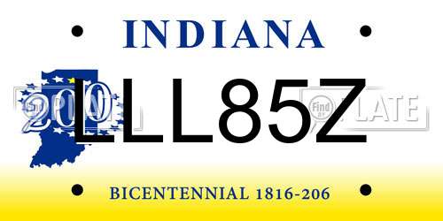 LLL85Z Indiana License Plate