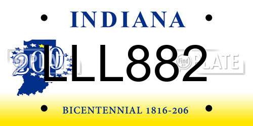 LLL882 Indiana License Plate