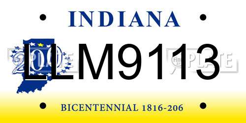 LLM9113 Indiana License Plate