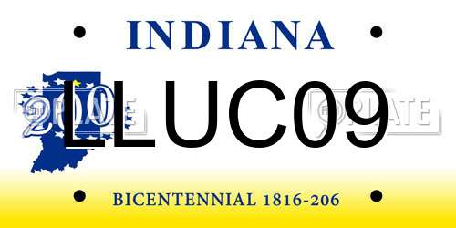 LLUC09 Indiana License Plate