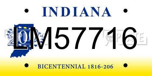 LM57716 Indiana License Plate