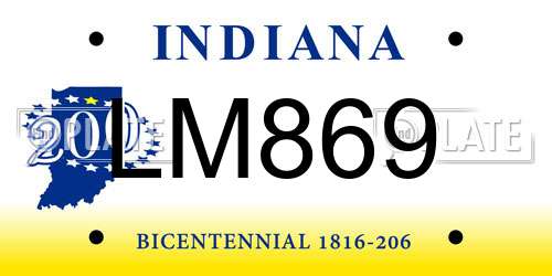 LM869 Indiana License Plate