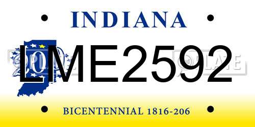 LME2592 Indiana License Plate