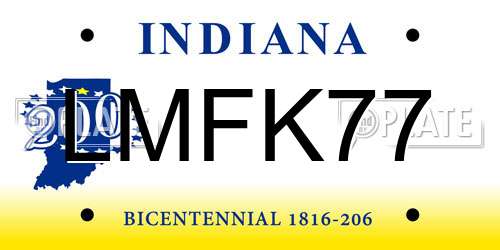 LMFK77 Indiana License Plate
