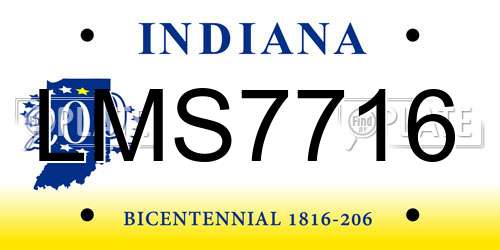 LMS7716 Indiana License Plate