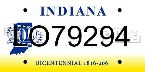 LO79294 Indiana License Plate