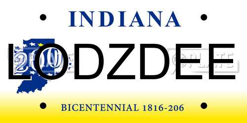 LODZDEE Indiana License Plate