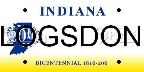 LOGSDON Indiana License Plate