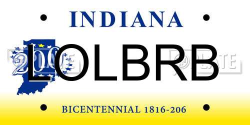 LOLBRB Indiana License Plate