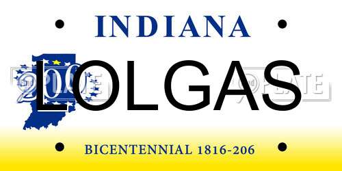 LOLGAS Indiana License Plate